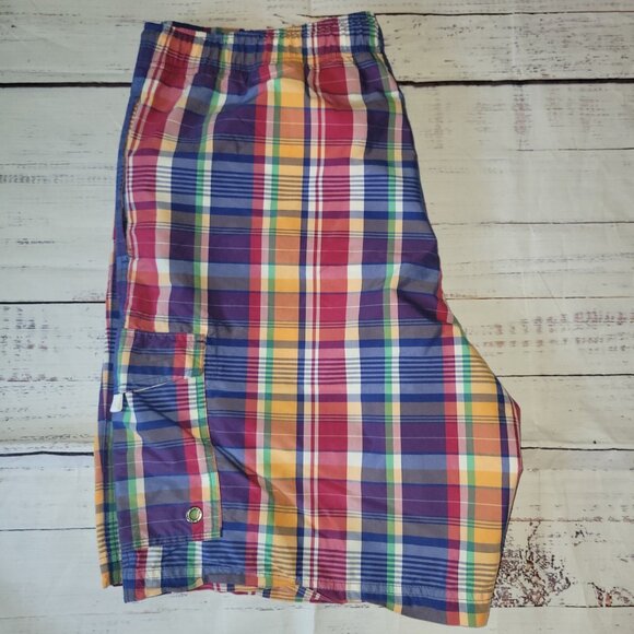 Polo Ralph Lauren Shorts Mens L Swim Trunks Multi Colored Plaid Draw String - Picture 8 of 16